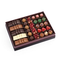 Ahşap Desenli Kadife ve Deri Kutu (Dikdörtgen-Siyah)